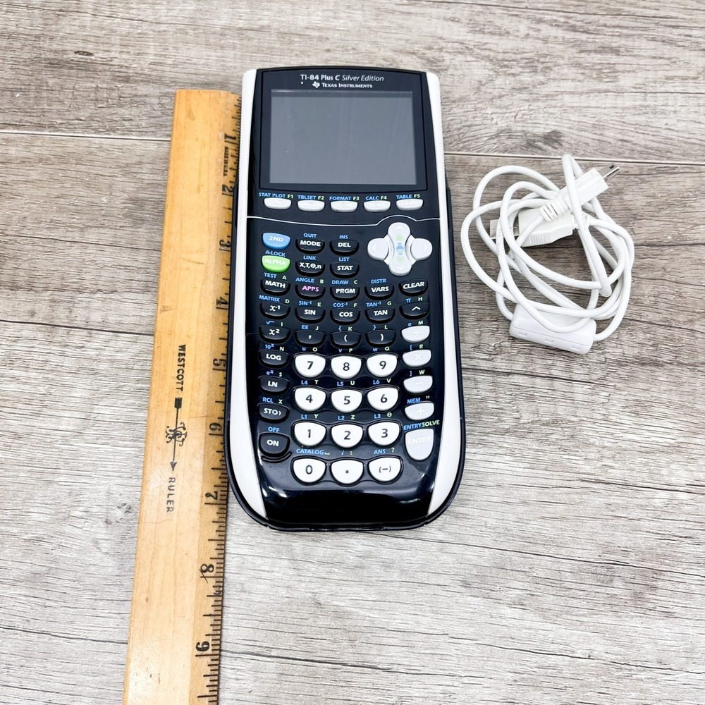 TI-84 Plus C Silver Edition Graphing Calculator Texas Instruments w/ Charger - Picture 4 of 9